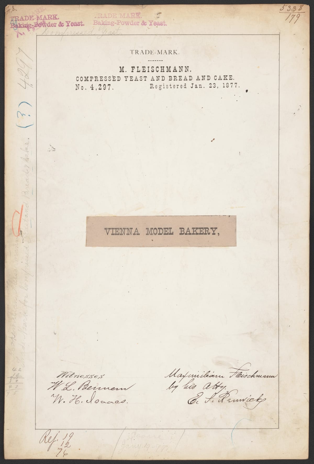 “Vienna Model Bakery” trademark, 1877